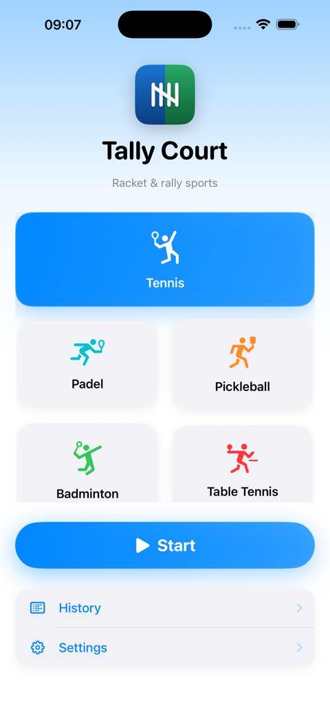 All sports on the home screen